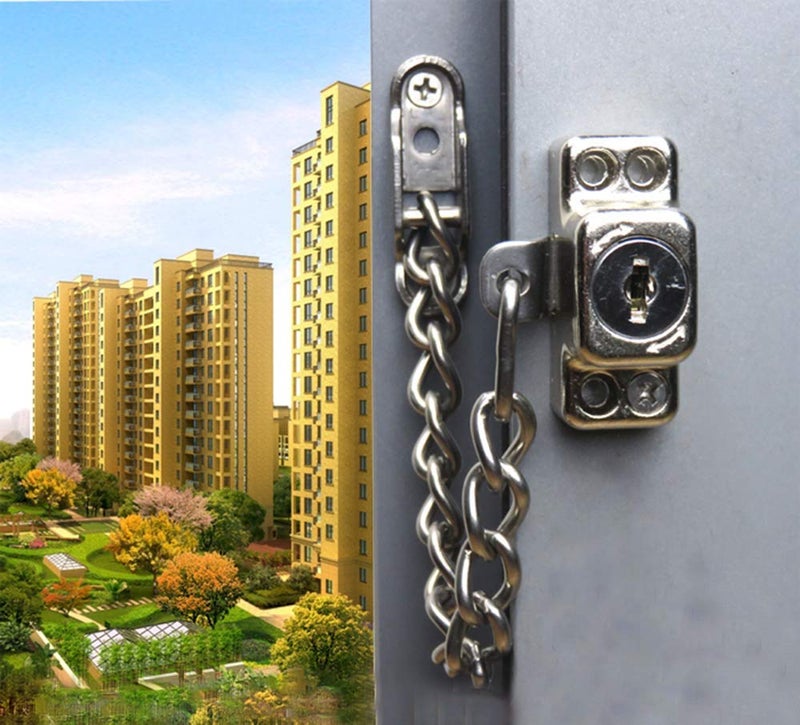 dingchi Stainless Steel Window Chain Lock Guard Door Restrictor Child Safety Security Chain Lock for Flat Open Windows Anti Theft Home Hardware Opening Restrictor Lock with Key - Image 4